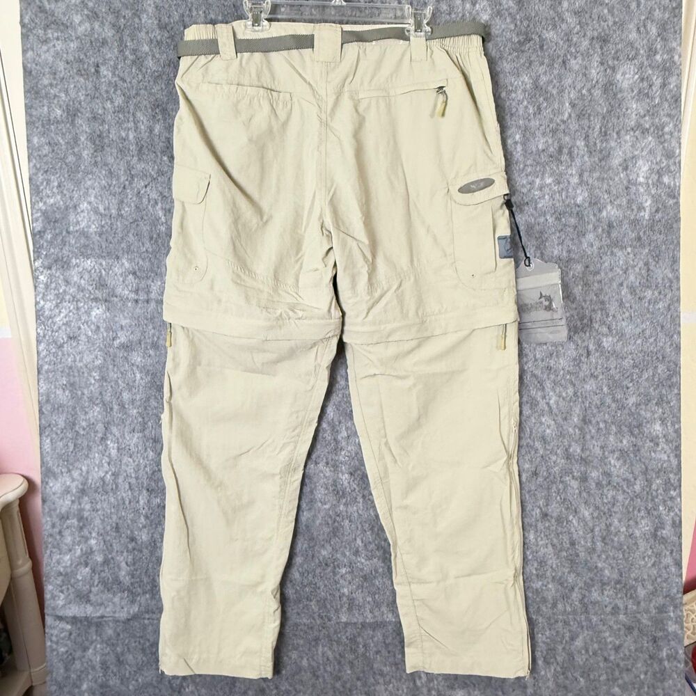 World Wide Sportsman Cargo Pants Convertible Men XL/32 Khaki Hiking Nylon Vented - Picture 4 of 12